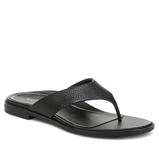 Clearance Vionic Agave Toe Post Sandal Black Leather|Classic Blue|Cream|Gold