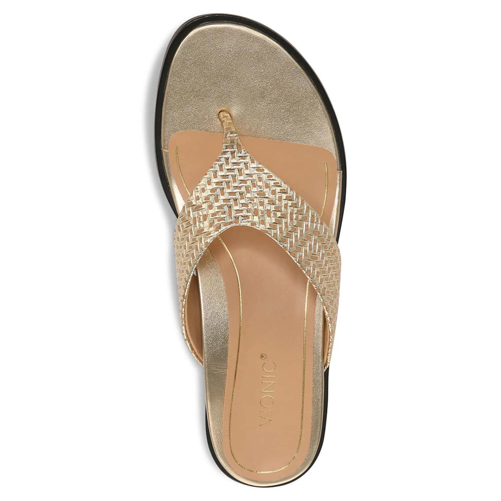 Clearance Vionic Agave Toe Post Sandal Black Leather|Classic Blue|Cream|Gold