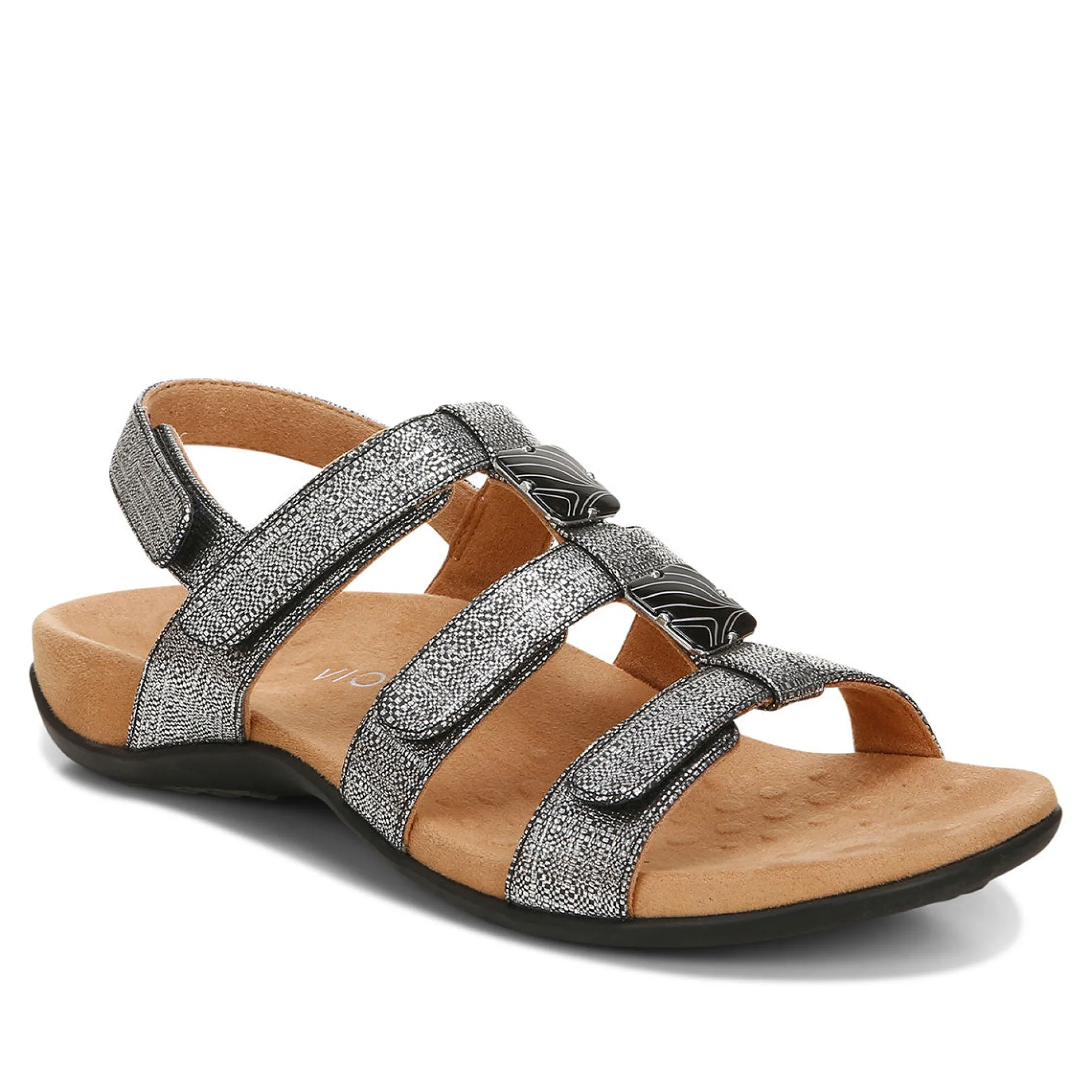Best Sale Vionic Amber Metallic Adjustable Sandal Black Metallic|Rose Gold|Silver