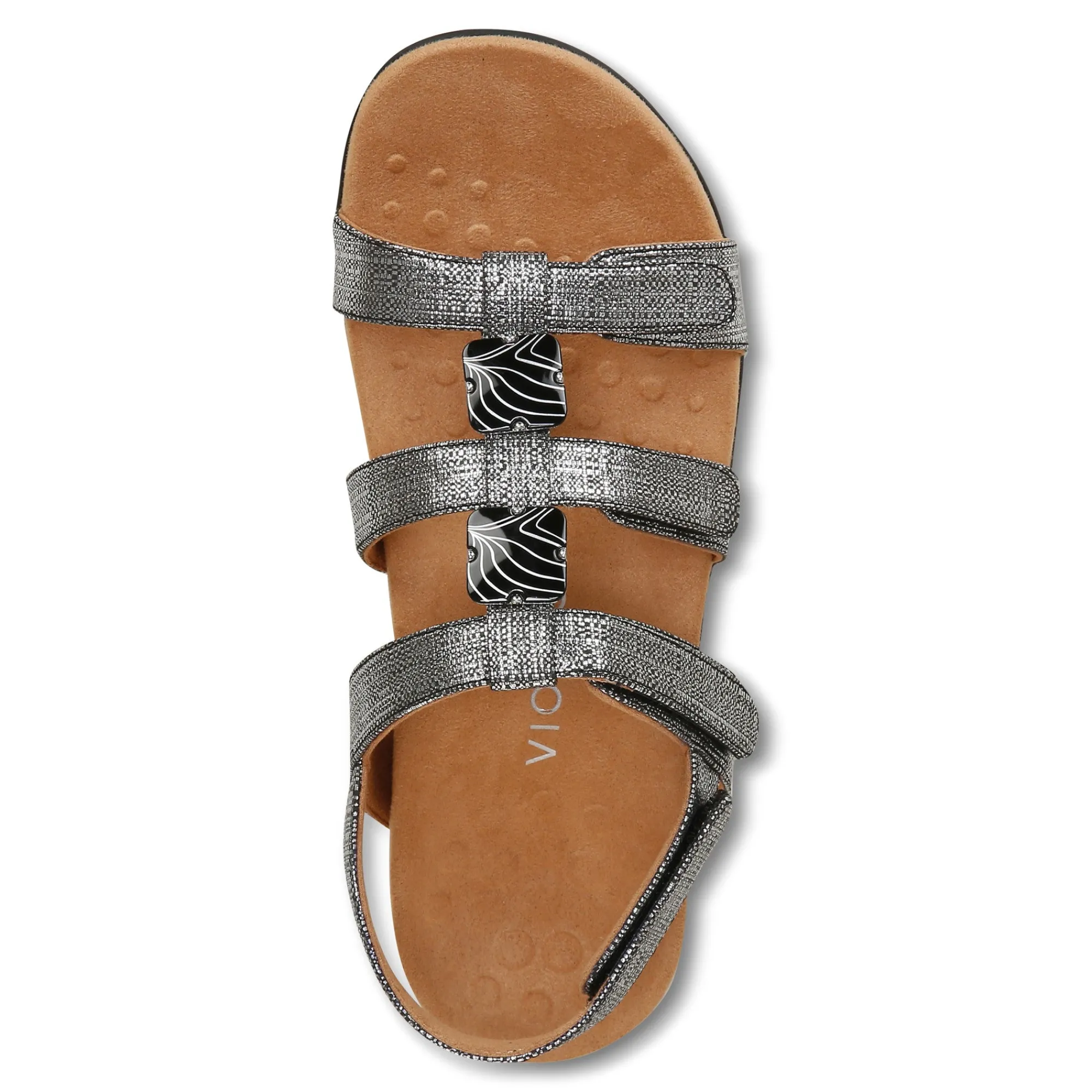 Best Sale Vionic Amber Metallic Adjustable Sandal Black Metallic|Rose Gold|Silver