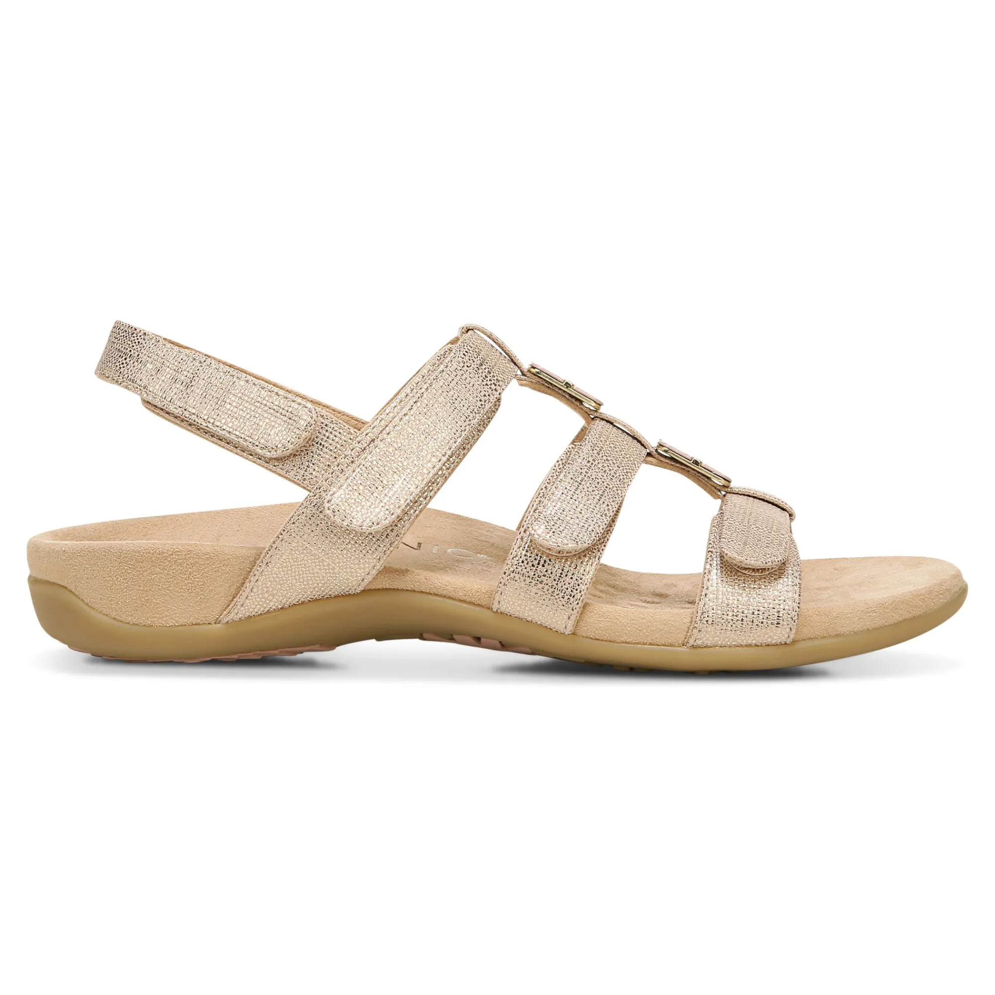 Best Sale Vionic Amber Metallic Adjustable Sandal Black Metallic|Rose Gold|Silver
