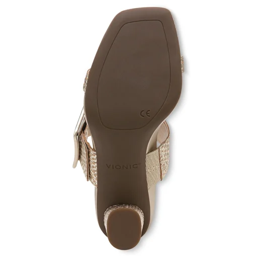 Store Vionic Brookell Heeled Sandal Black Leather|Black Suede|Cream|Gold