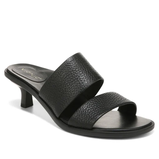 Discount Vionic Ivelle Kitten Heel Black Tumbled Leather|Macaroon