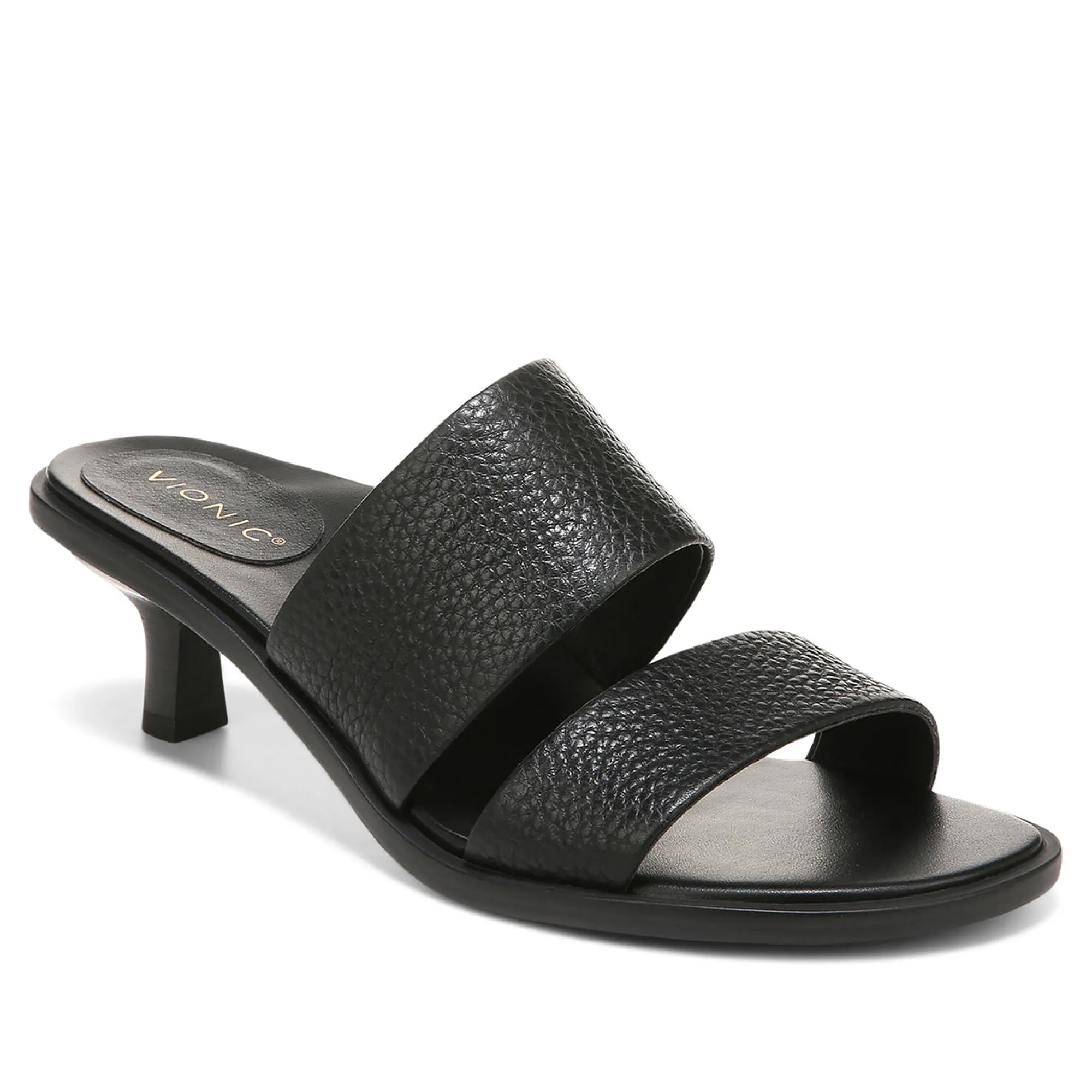 Discount Vionic Ivelle Kitten Heel Black Tumbled Leather|Macaroon