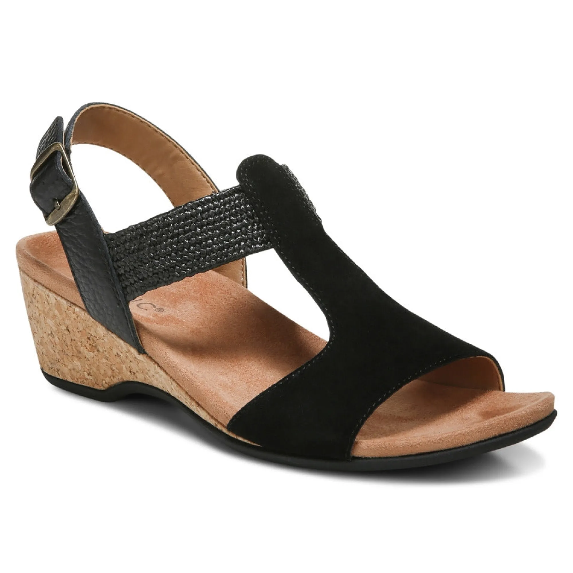Online Vionic Kaytie Wedge Sandal Black|Blue Haze|Clay|Semolina