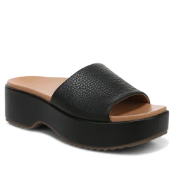 Fashion Vionic Trista Platform Sandal Black Tumbled|Cream