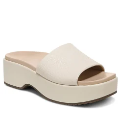Fashion Vionic Trista Platform Sandal Black Tumbled|Cream