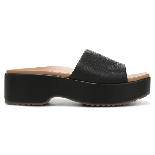 Fashion Vionic Trista Platform Sandal Black Tumbled|Cream