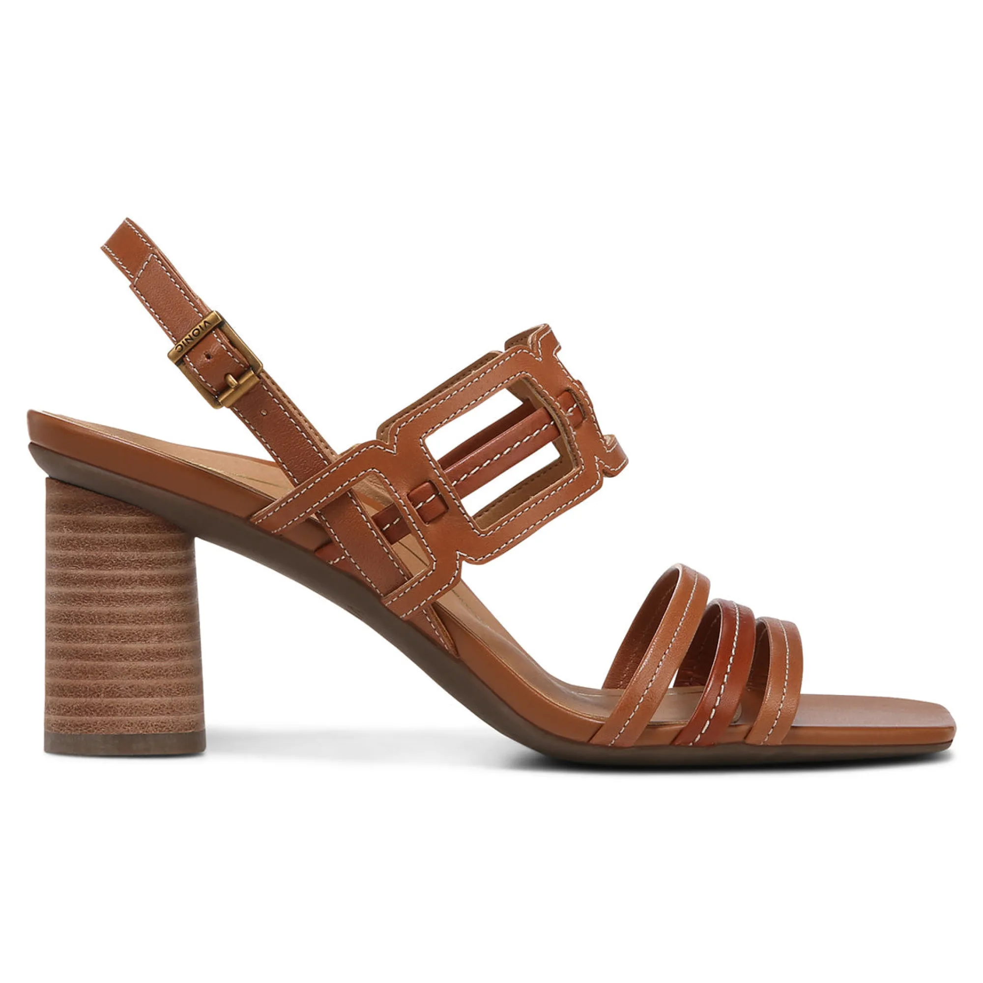 Clearance Vionic Zaphira Heeled Sandal Tan|Black|Cream